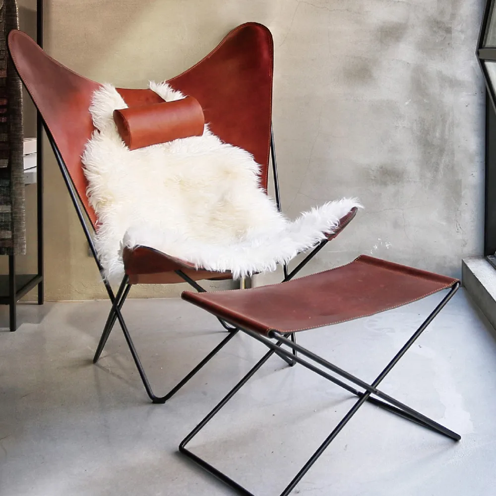 OX Stool stool, Leather cognac. stainless steel OX Denmarq