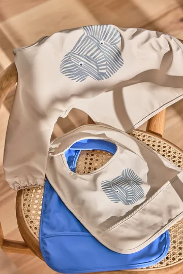 Erik Elephant bib with sleeves - Beige - OYOY