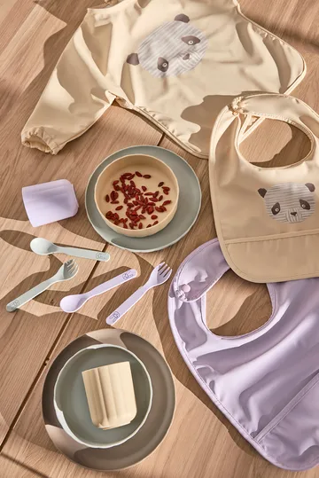 Lun Lun panda bib with sleeve - Butter - OYOY