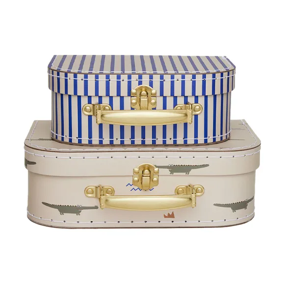 Mini crocodile & stripes suitcase set, Beige OYOY