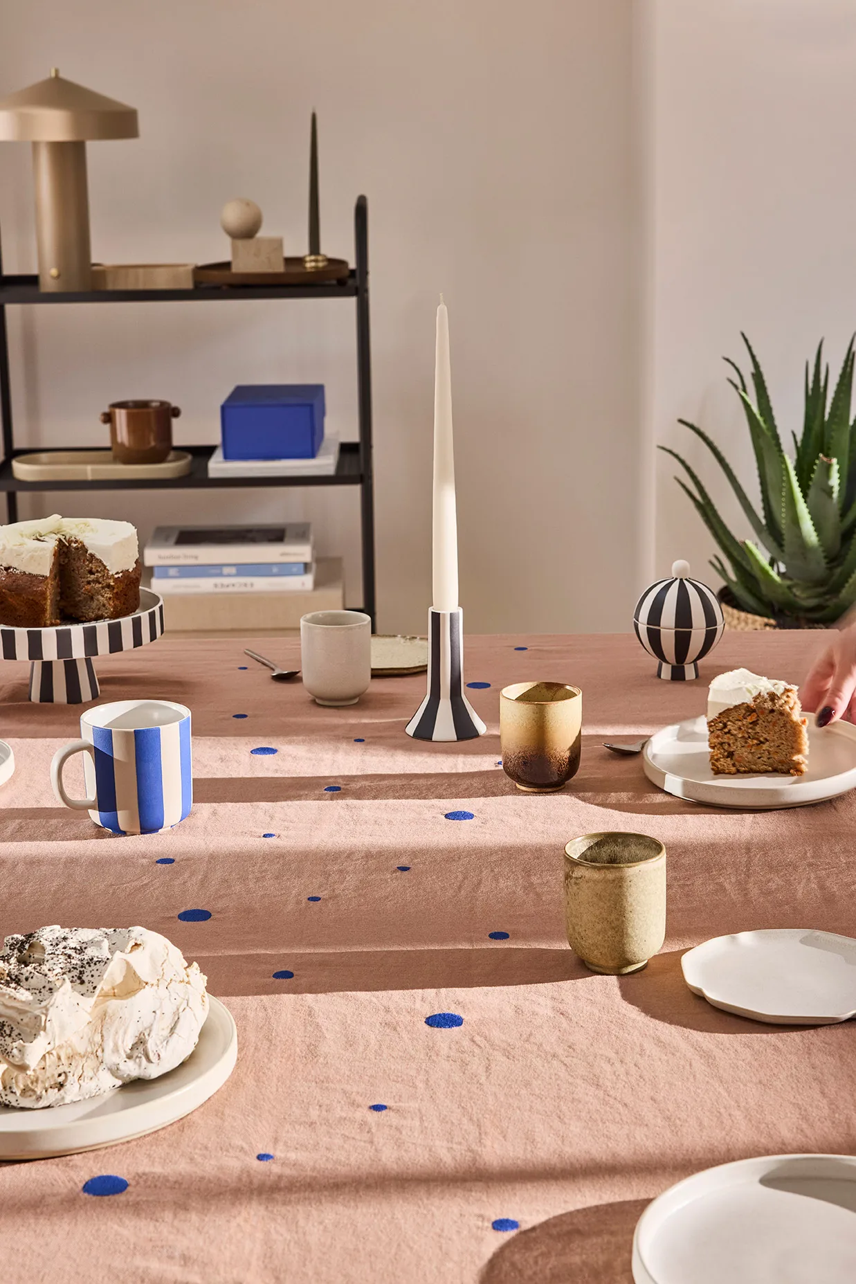 Nori tablecloth 140x260 cm, Terracotta-optic blue OYOY