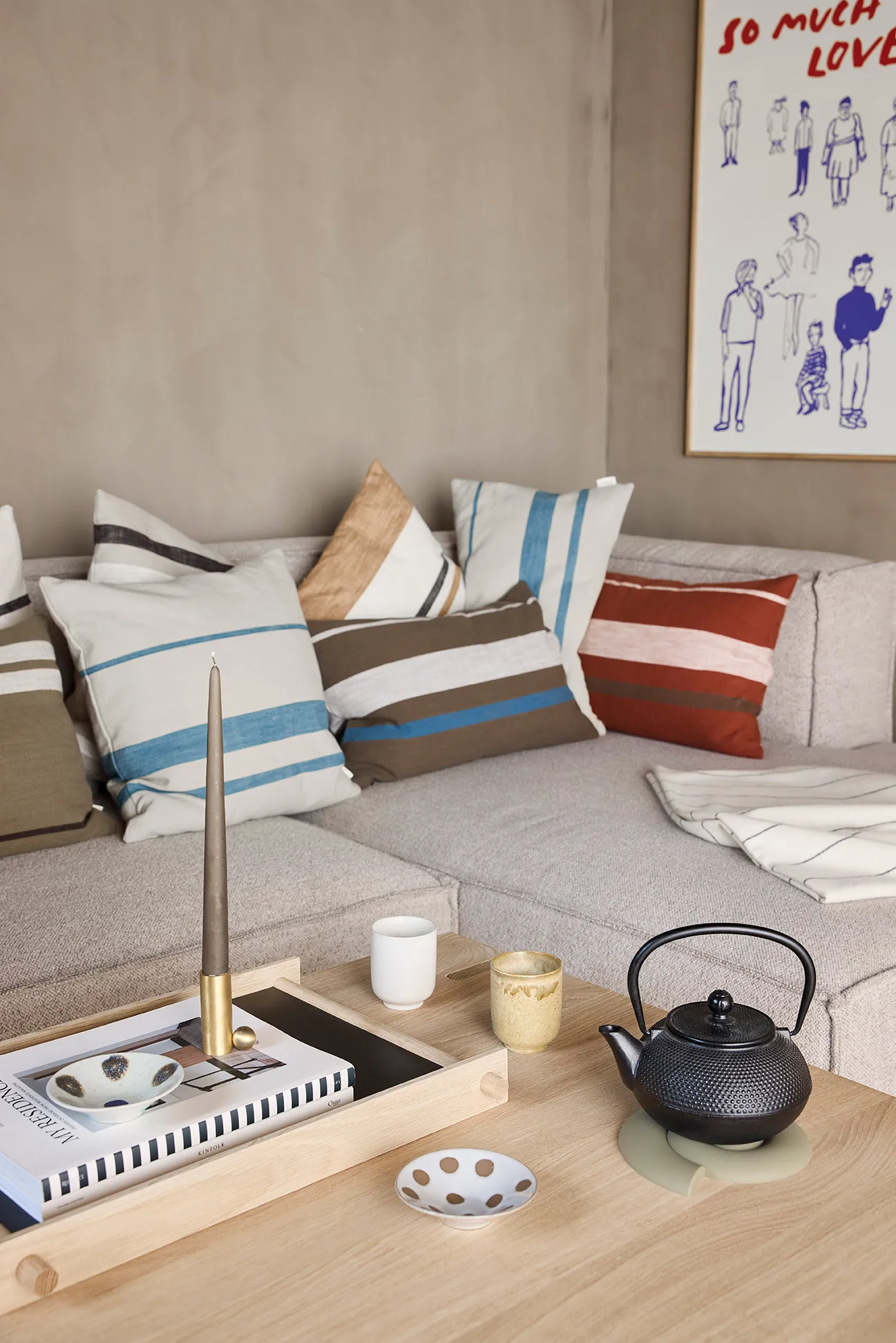 Sofuto cushion cover 40x60 cm, Blue-clay OYOY