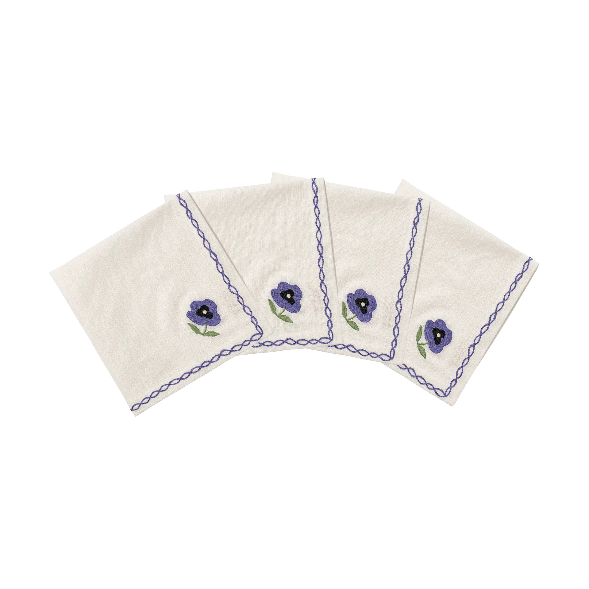 Madelen Möllard Pansy cotton napkin, Blue, 4-pack, 45x45 cm Pick a Poppy