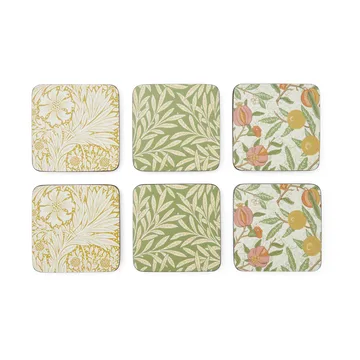 Morris & Co Simpley mixed glass coasters 6 pieces - Fruit, Willow, Marigold - Pimpernel
