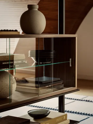 Pira display cabinet - Walnut-clear glass, 70x31 cm, 4 doors - Pira