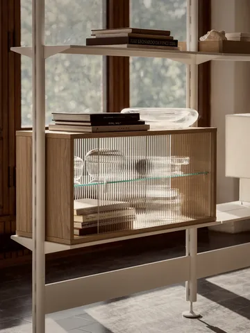 Pira display cabinet - Whitewashed oak–fluted glass, 70x31 cm, 4 doors - Pira