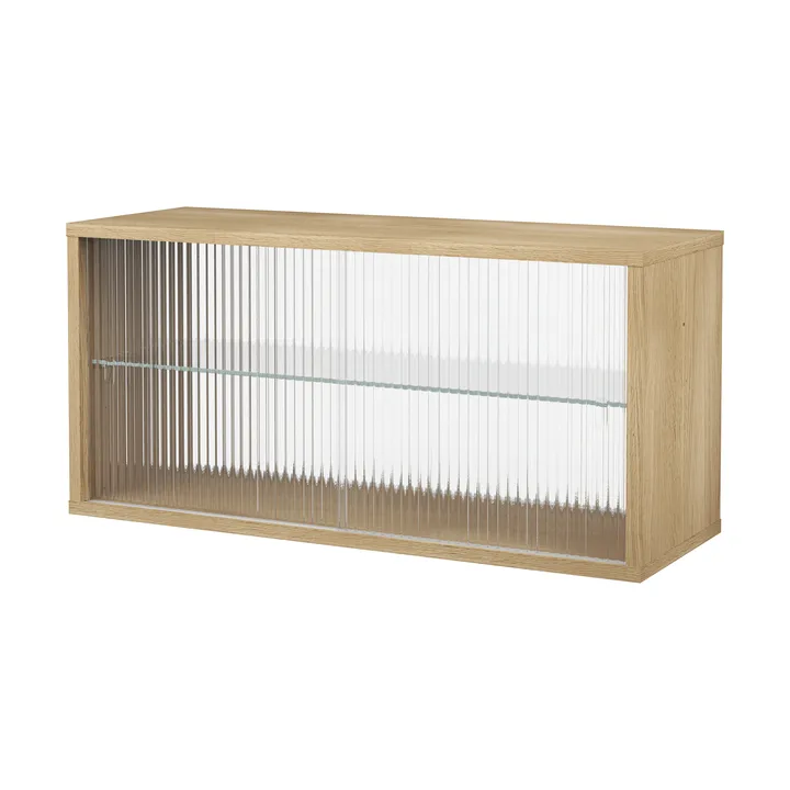 Pira display cabinet - Whitewashed oak–fluted glass, 90x31 cm, 4 doors - Pira