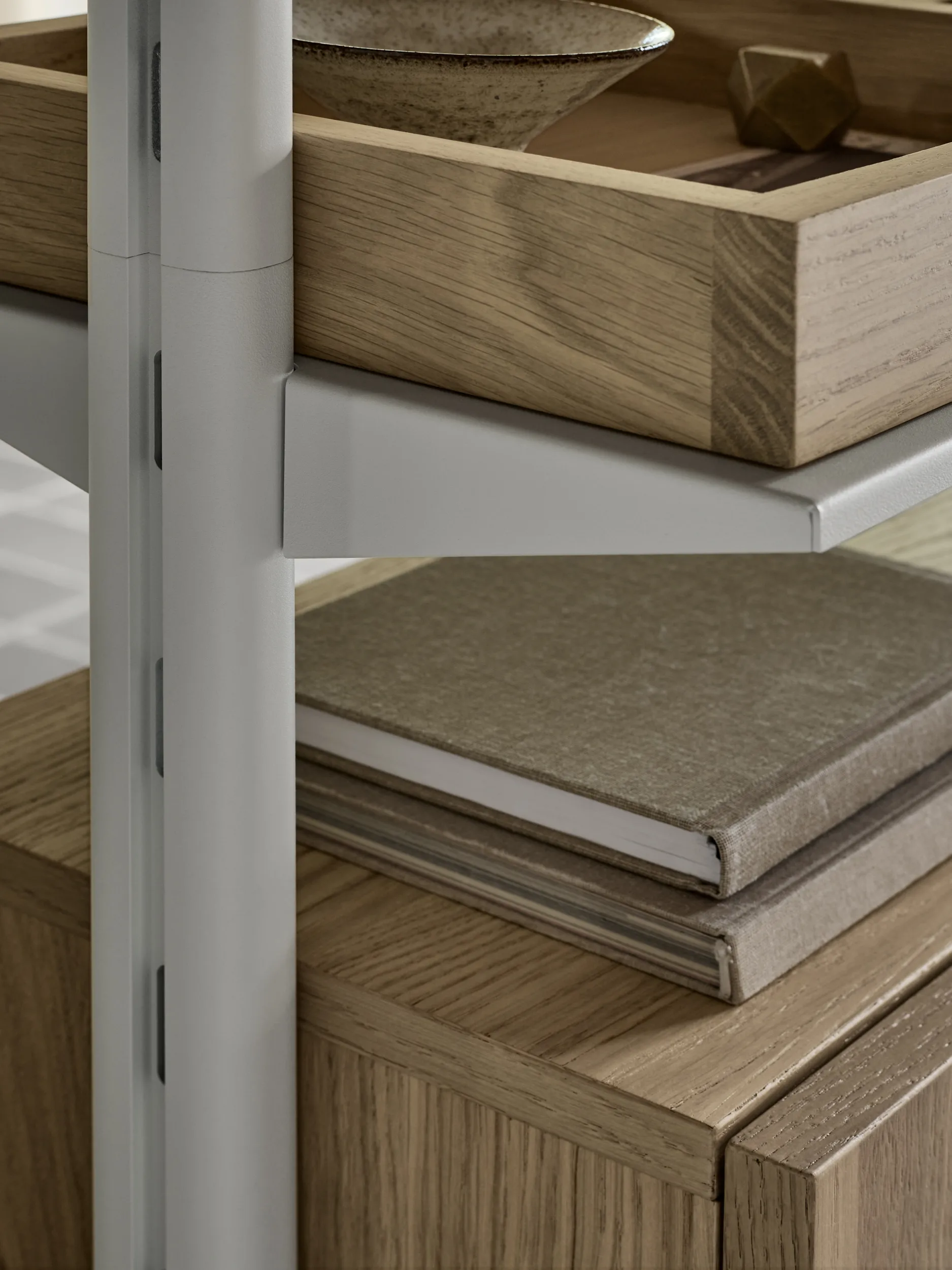 Pira G2 shelving system F C A White/Oak 256–264 cm Pira