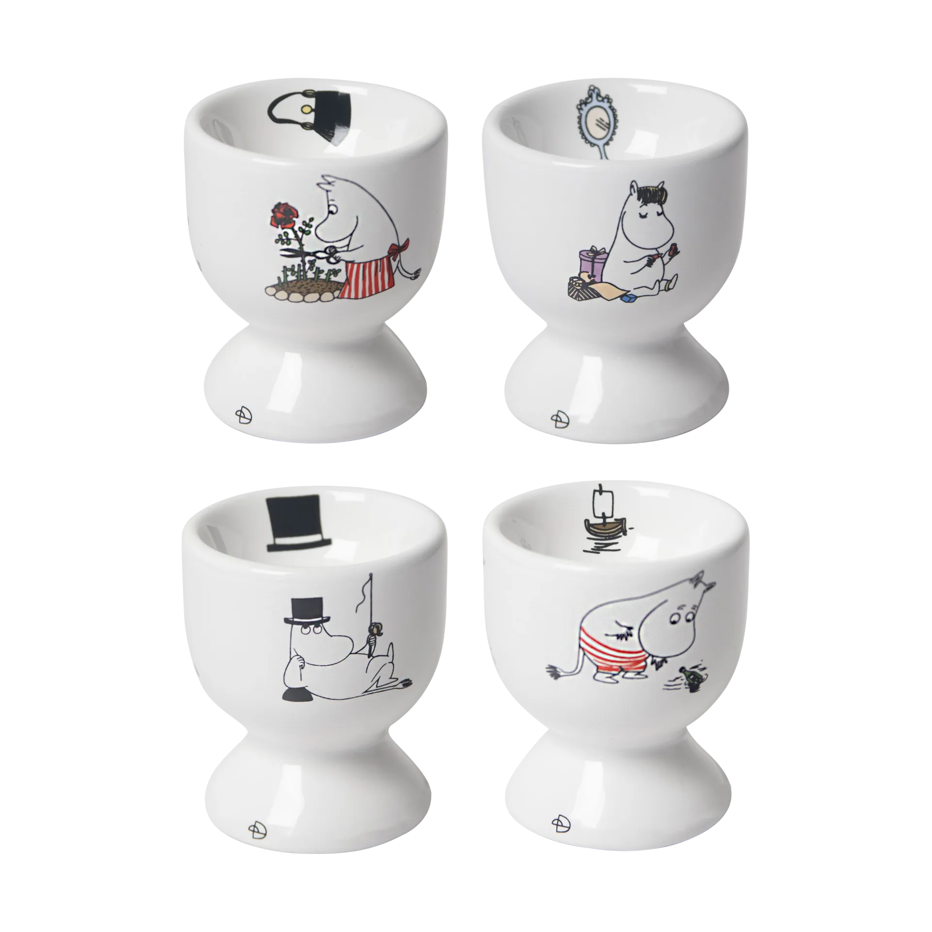 Mumin joy egg cup 4 parts, White-multi Pluto Design