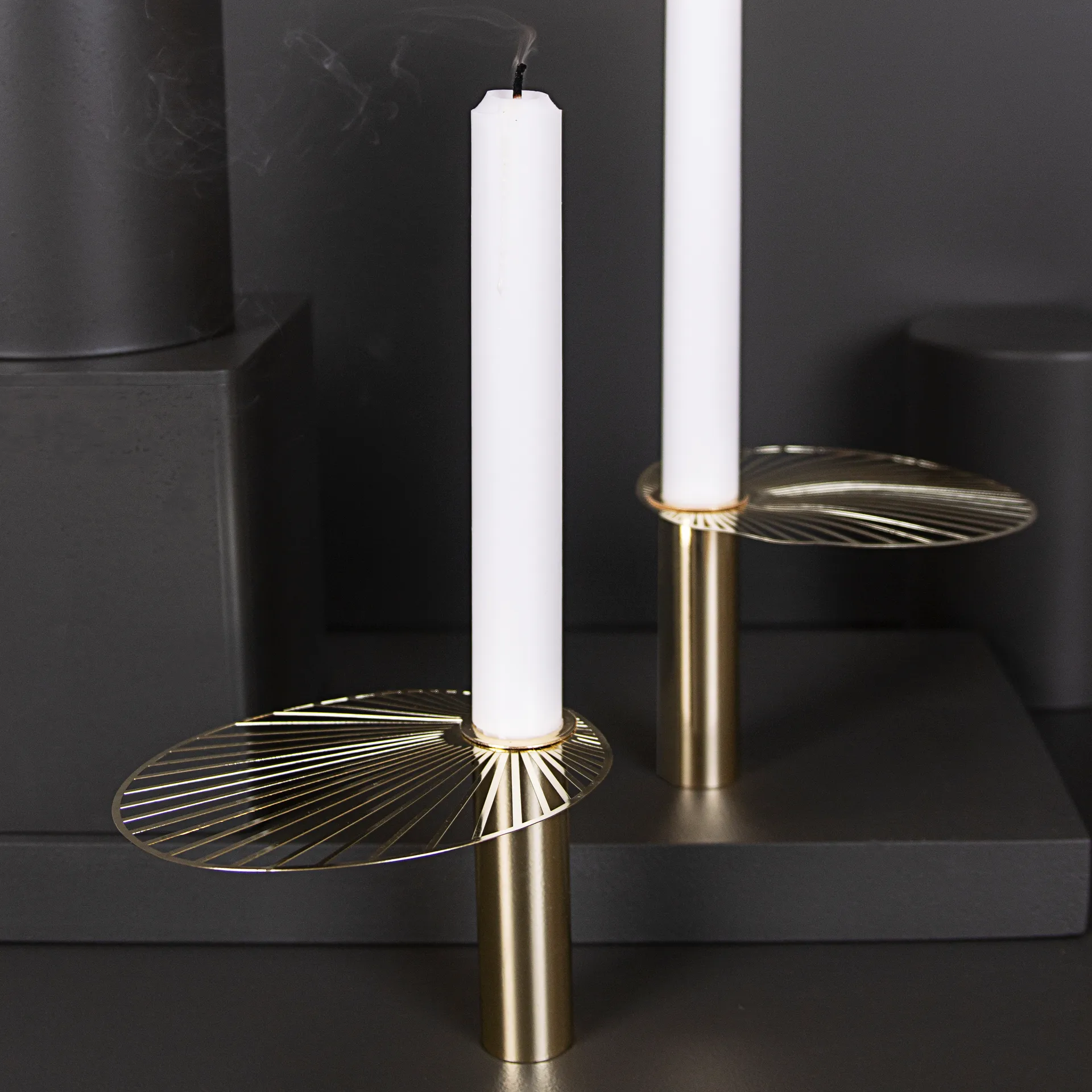 Sun candlestick large 9 cm, gold Pluto Design