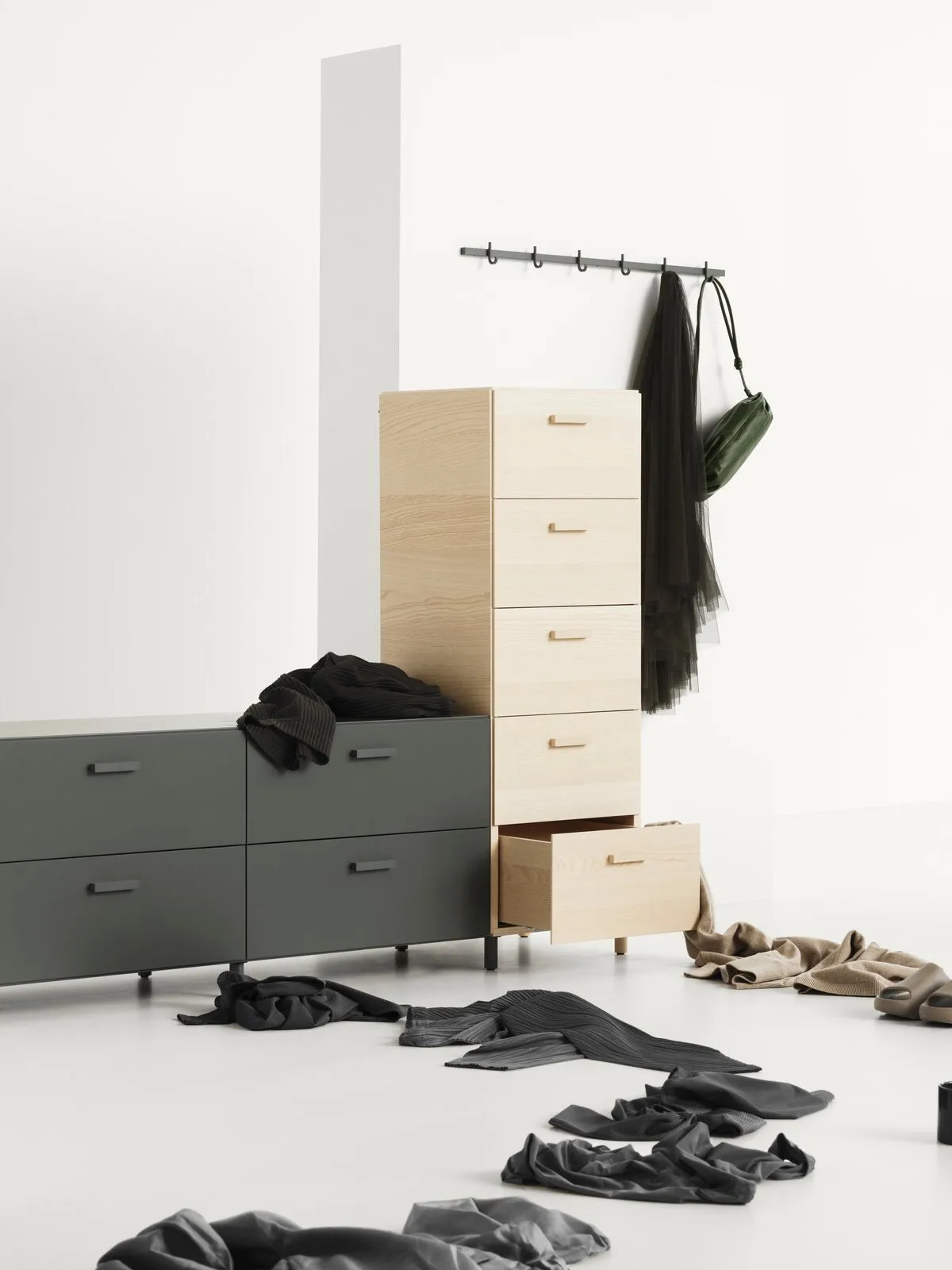 Relief low dresser with legs 123x46.6 cm grey,  Relief