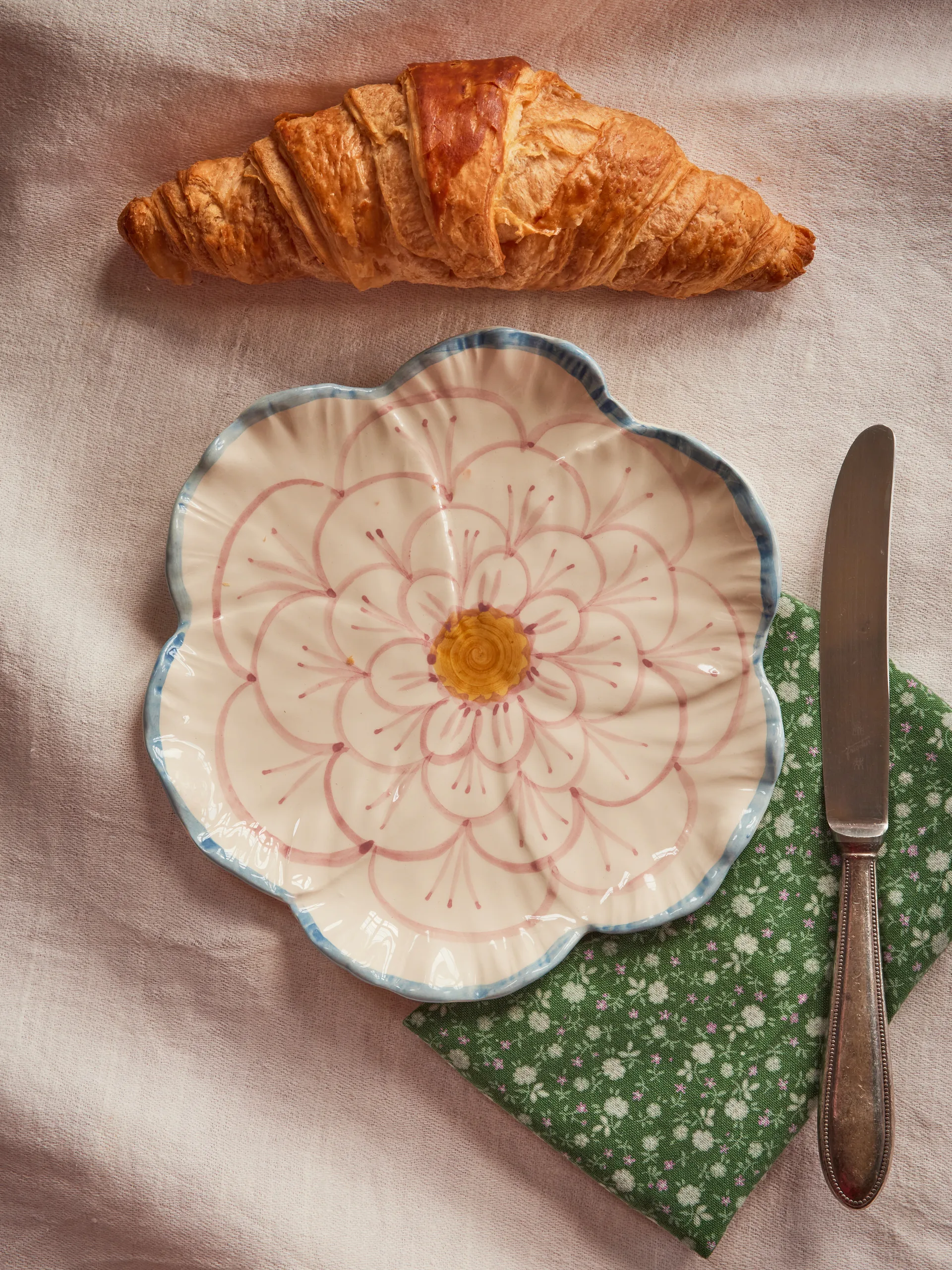 Rice Flower plate Ø19.5 cm, Blue border RICE