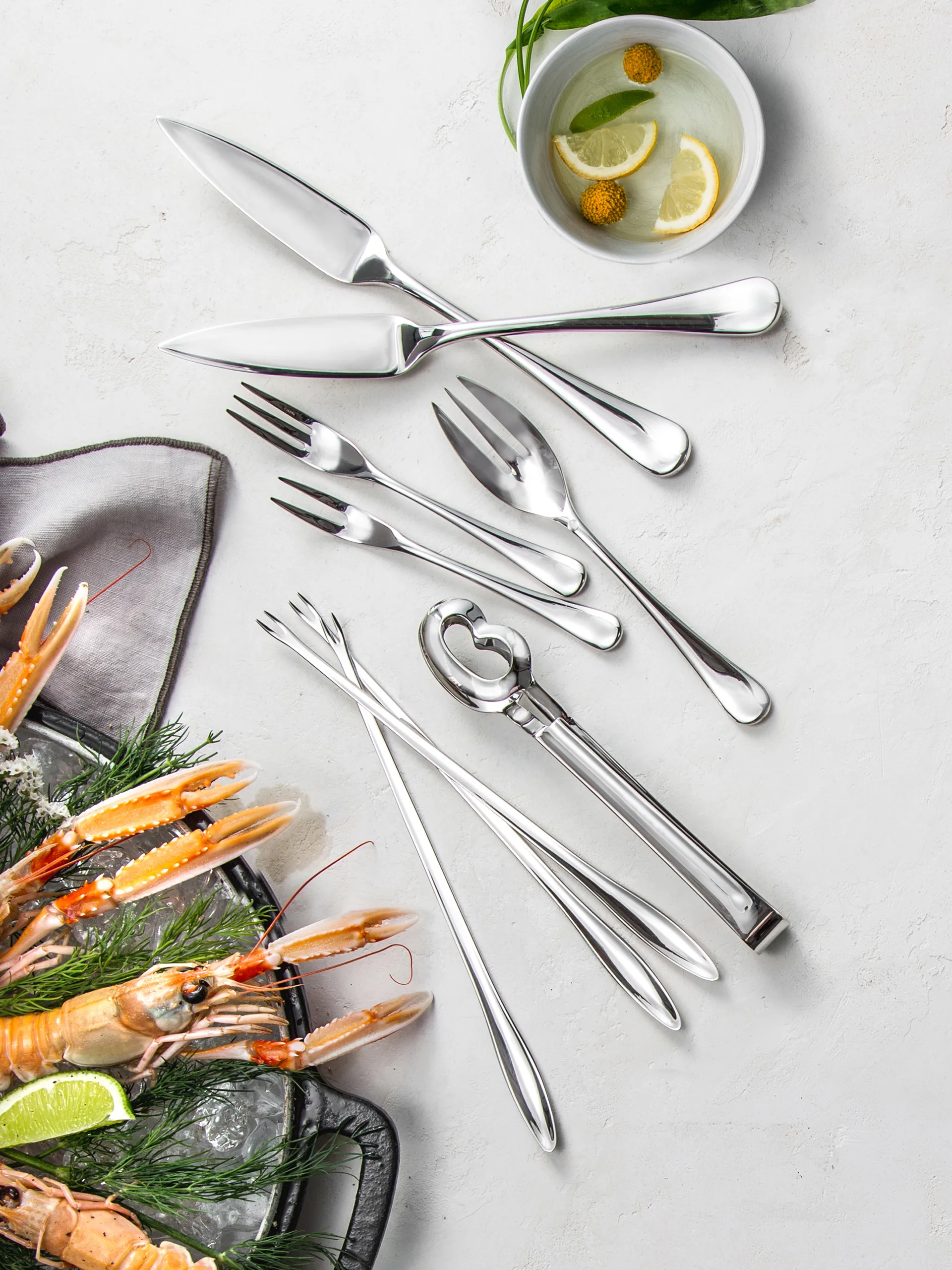 Radford snail fork mirror, Stainless steel Robert Welch