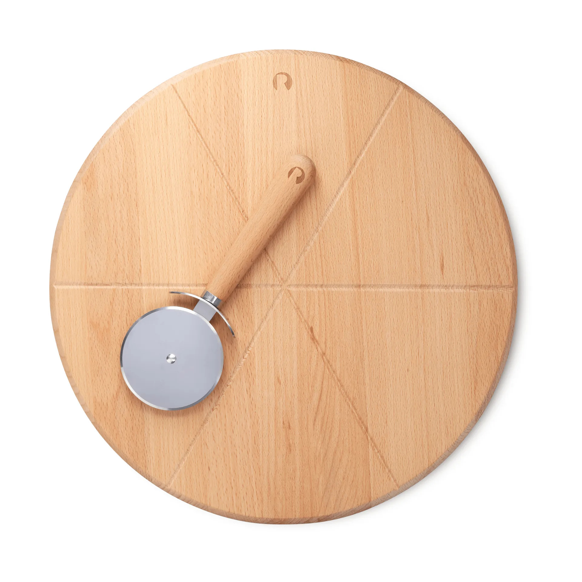 Grand Cru pizza board and pizza cutter, Beech, Ø35 cm Rosendahl