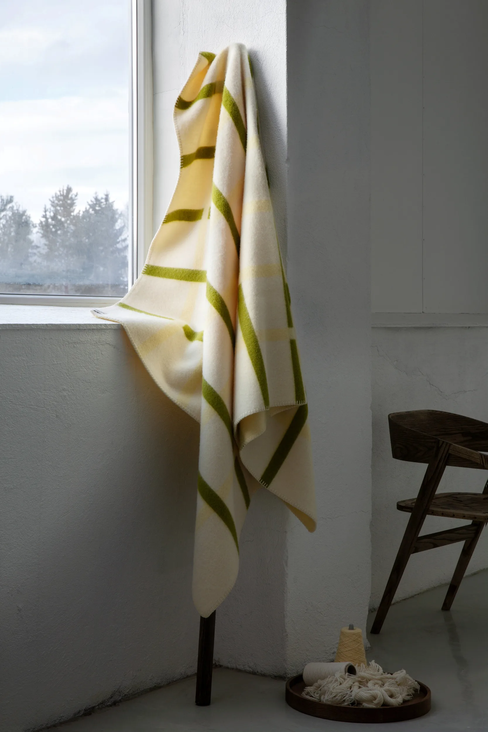 Knut blanket 135x200 cm, Lime Røros Tweed