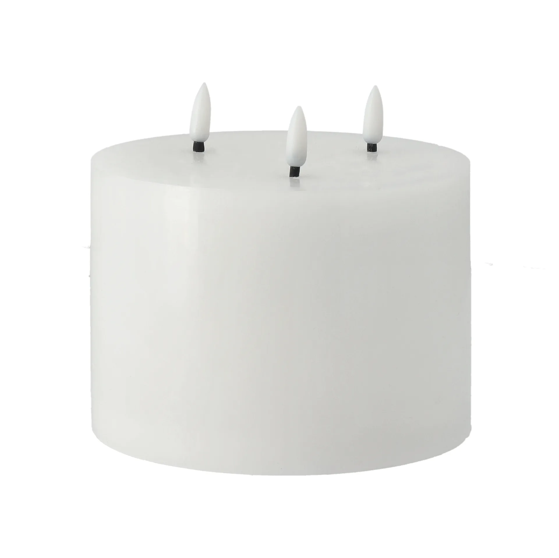 Bright Melt block candle LED 3 wicks 13 cm, White Scandi Essentials