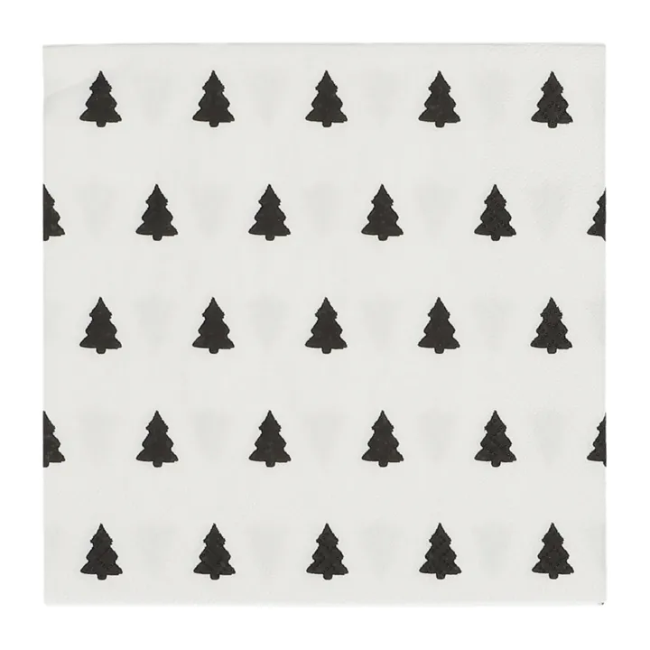 Linen trees serviette 33x33 cm 20-pack - black-white - Scandi Essentials