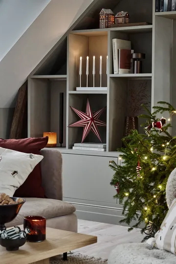 Bare advent star white-red stripes - 45 cm - Scandi Living
