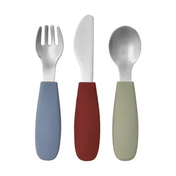 Dine cutlery set silicone 3 pieces - Green-Blue - Scandi Living