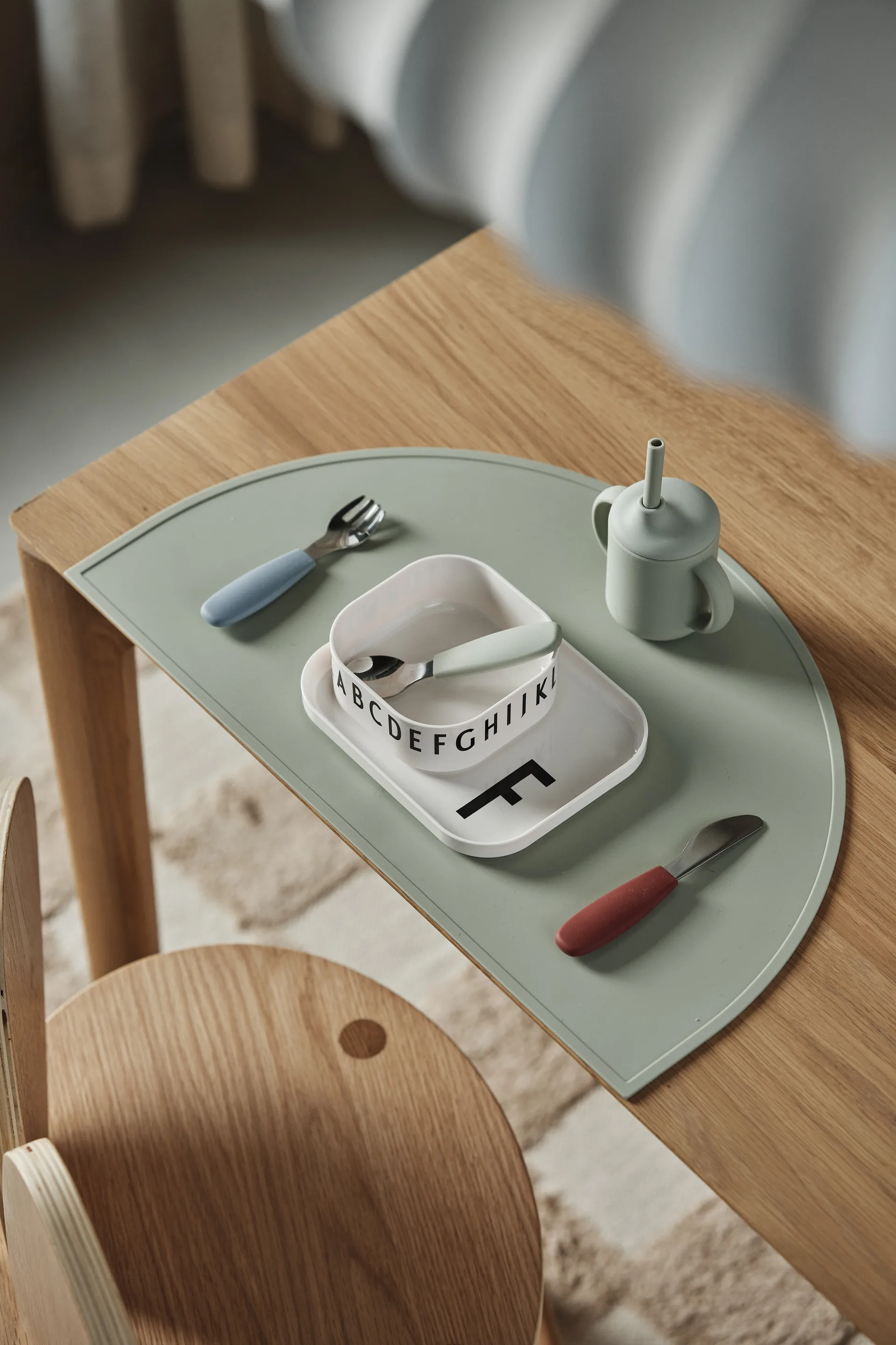 Dine cutlery set silicone 3 pieces, Green-Blue Scandi Living