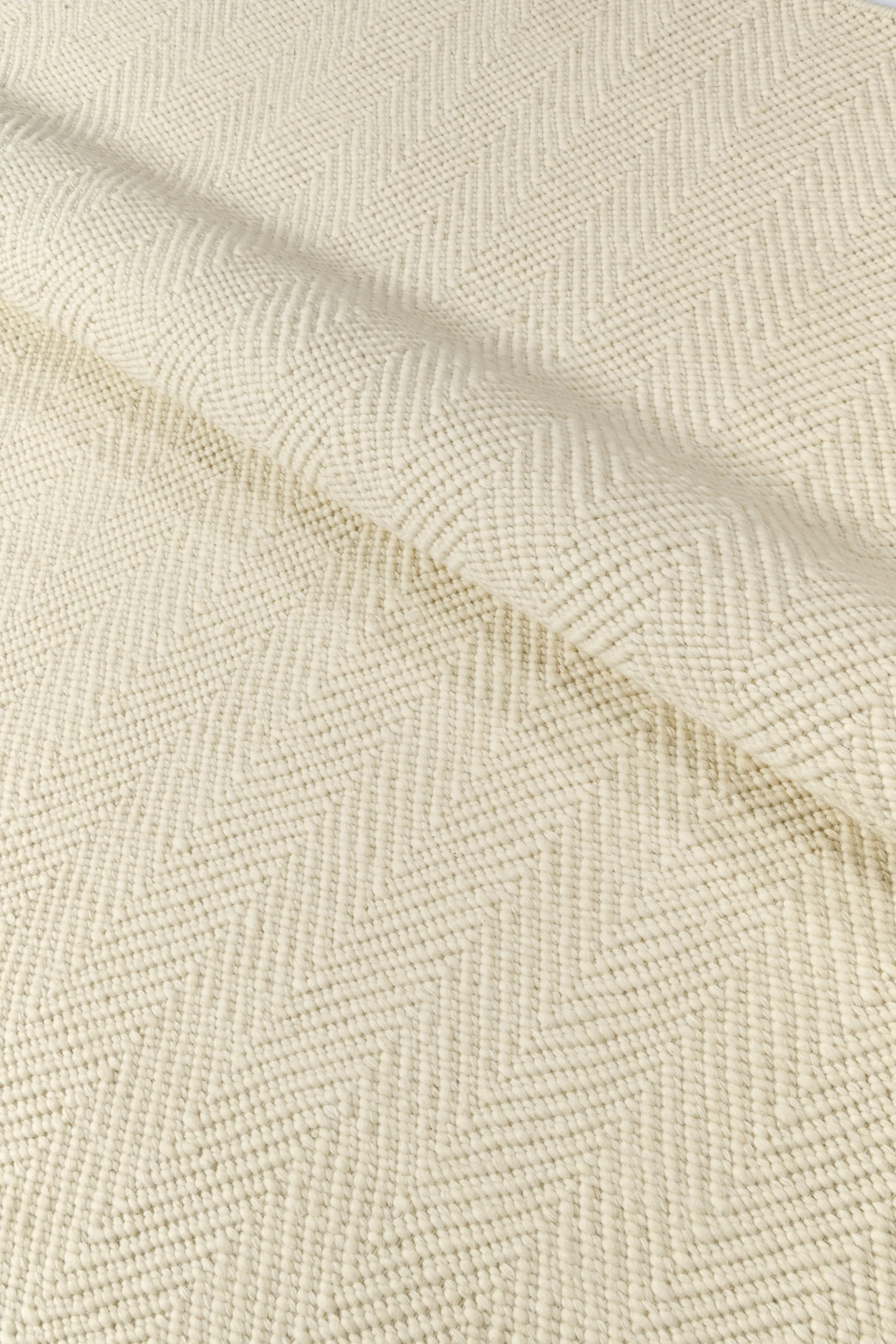 Furrow wool rug natural white, 80x240 cm Scandi Living