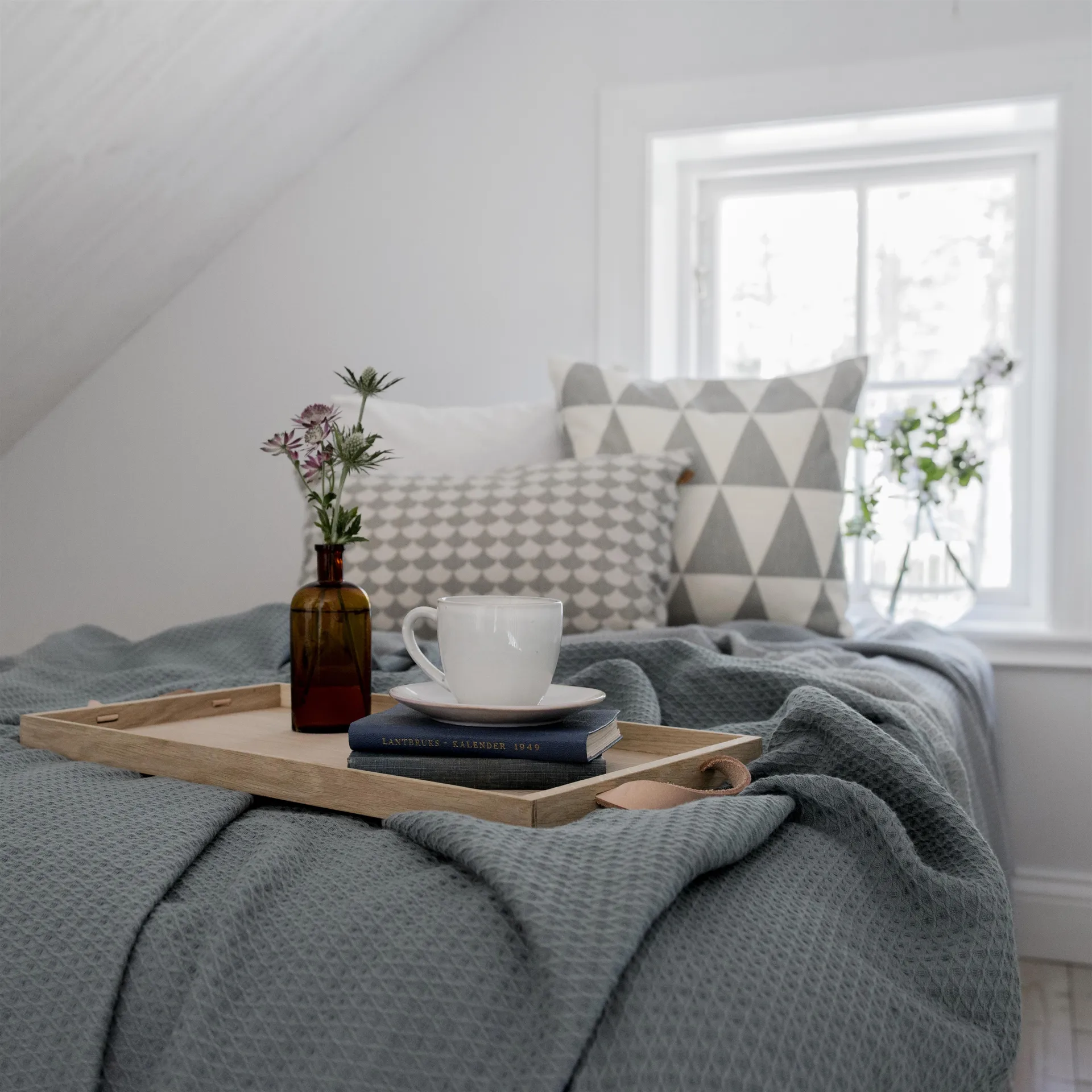 Kimono bed spread 139x260 cm, dusty petrol Scandi Living
