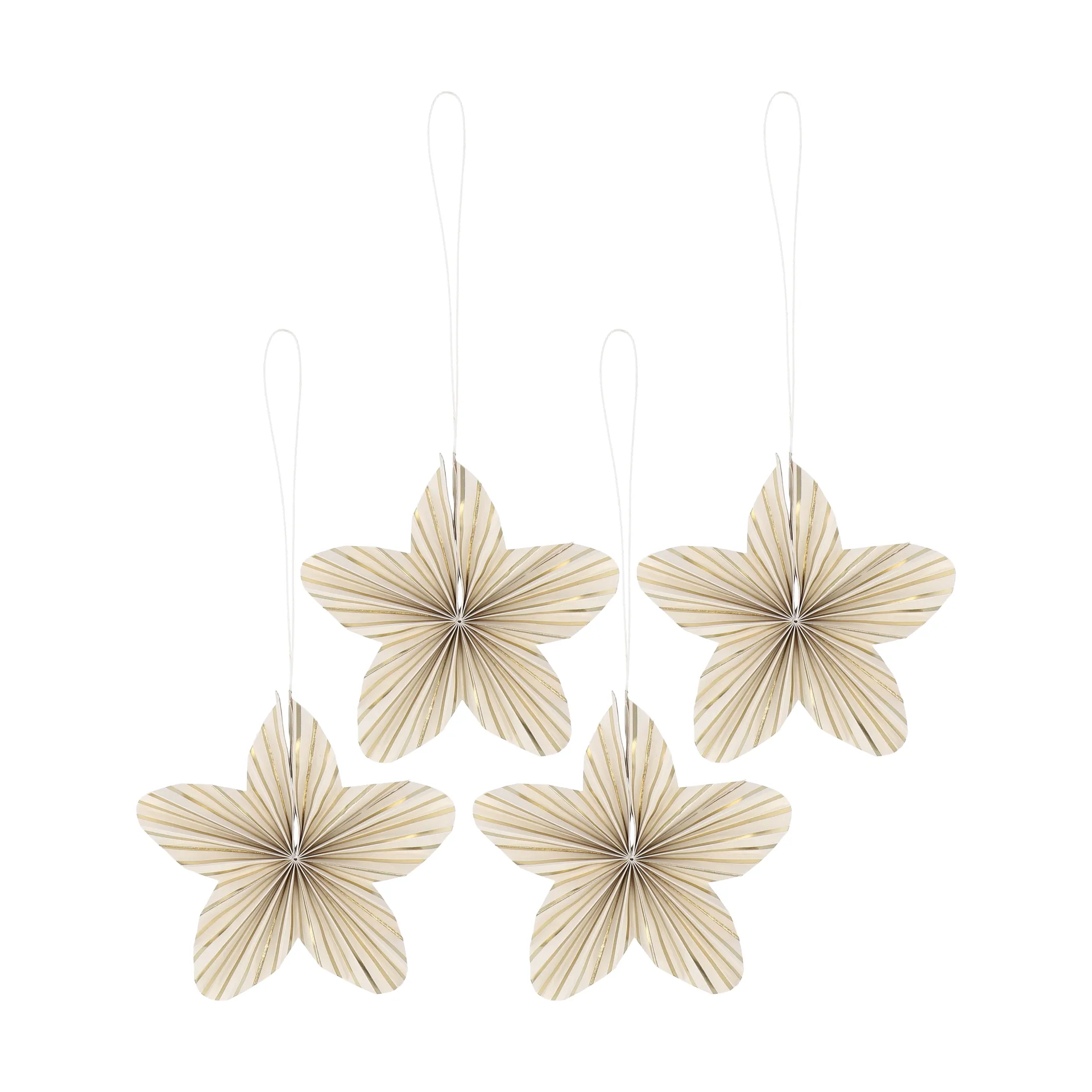 Twinkle Christmas tree ornaments 4-pack, Gold striped Scandi Living