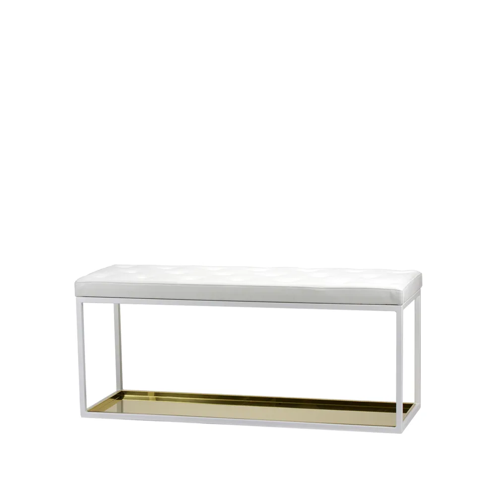 Bänk 11, White leather. brass plate Scherlin