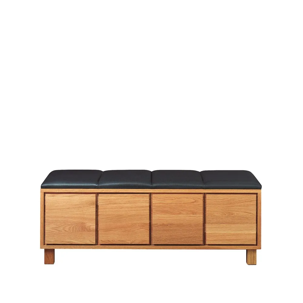 Bänk 6, Leather black. oiled oak fframee Scherlin