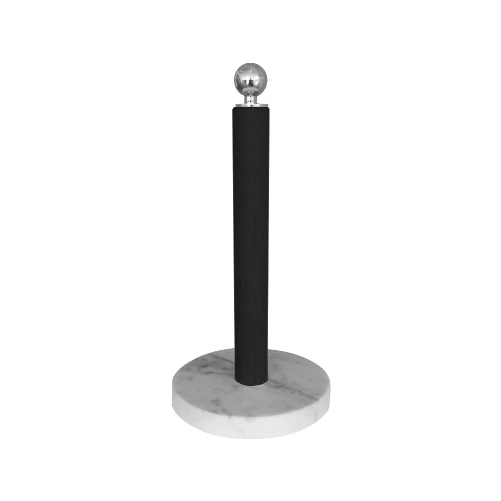 Kitchen roll holder, Black, silver knob Scherlin