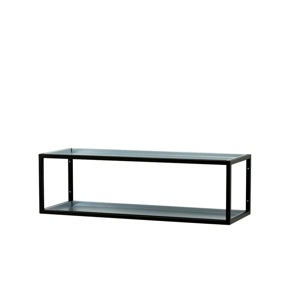 Shoe shelf 11, Black lacquer, zinc plate, 2 levels Scherlin