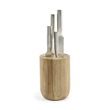 Base knife set with knife block, 5 pieces - Wood-steel grey - Serax