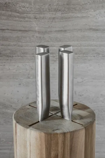Base knife set with knife block, 5 pieces - Wood-steel grey - Serax