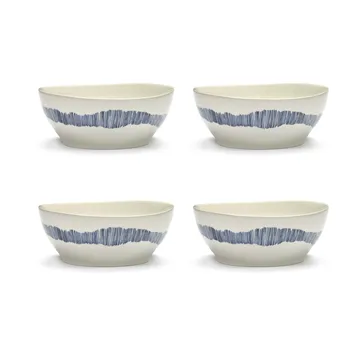Ottolenghi Feast bowl L Ø17 cm 4-pack - White-stripes blue - Serax