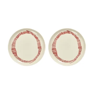Ottolenghi Feast plate M Ø22,5 cm 2-pack - White stripes-red - Serax