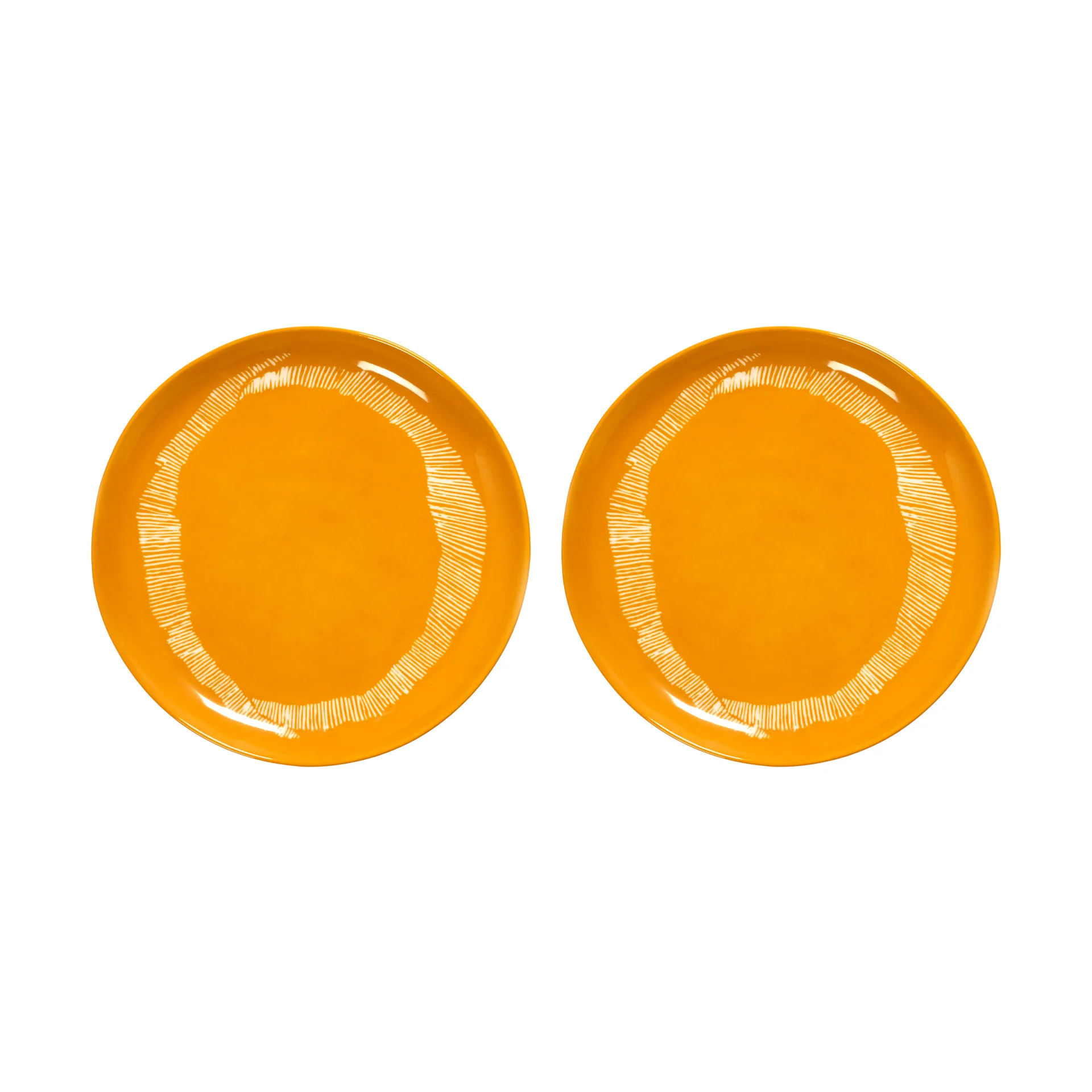 Ottolenghi Feast plate M Ø22,5 cm 2-pack, Yellow stripes-white Serax