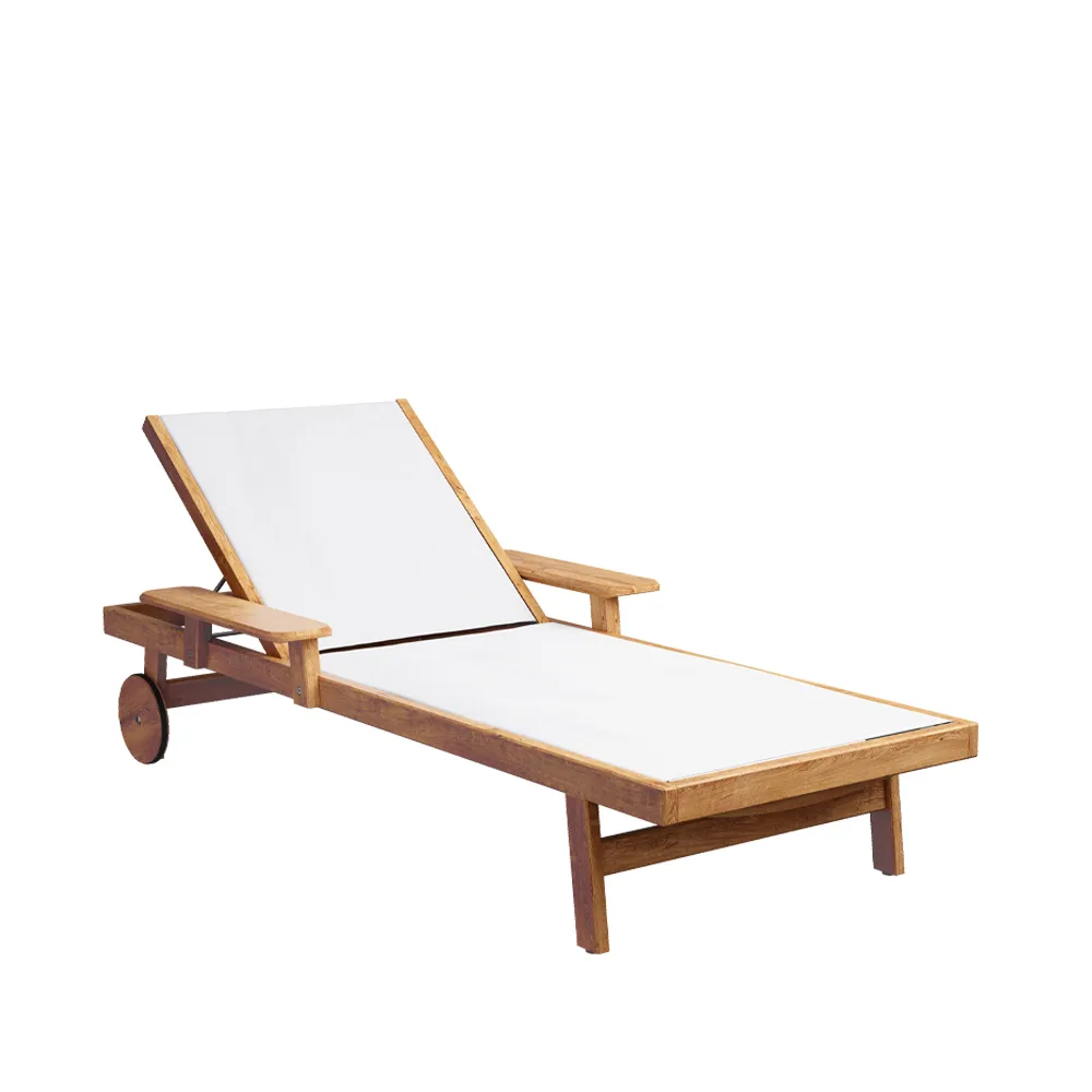Djurö sun bed, Batyline white, teak Skargaarden