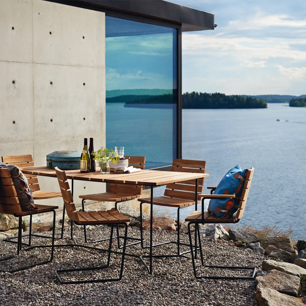 Grinda table, Teak, small, black frame Skargaarden