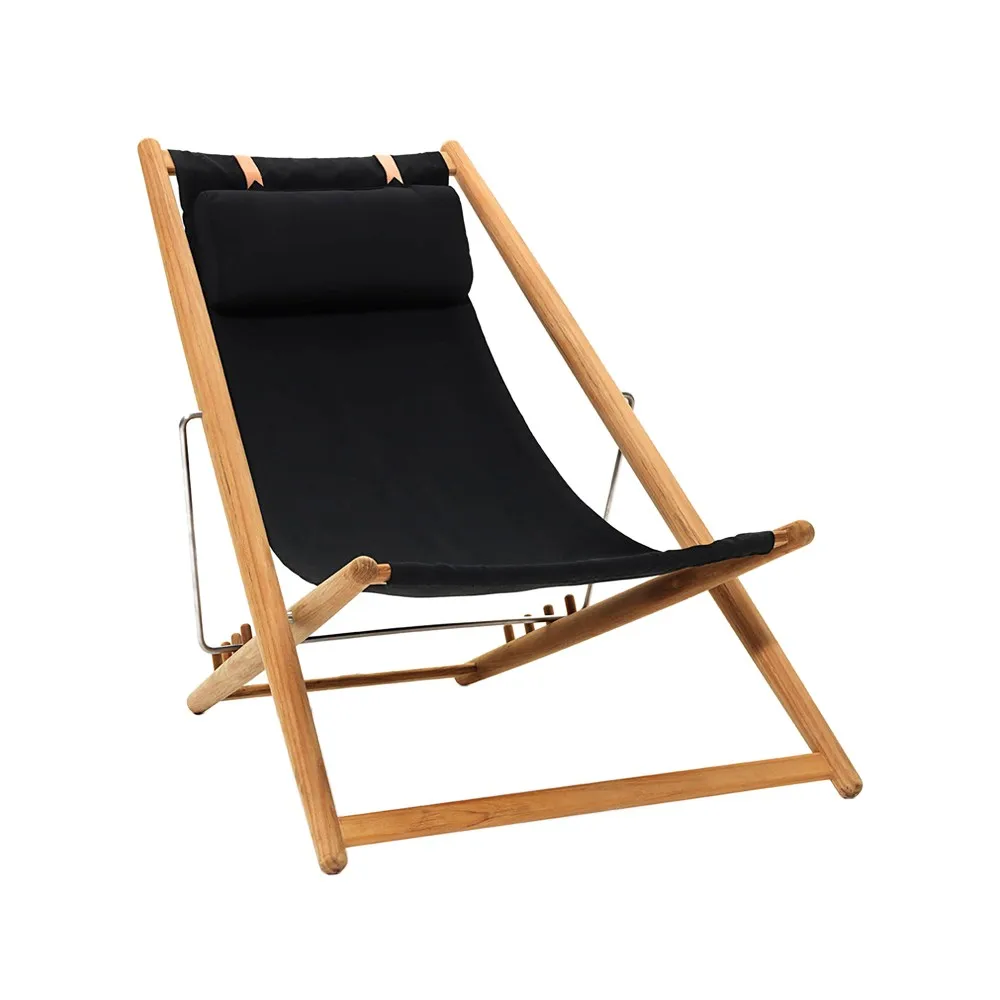 H55 lounge chair teak, Agora Nautic black Skargaarden