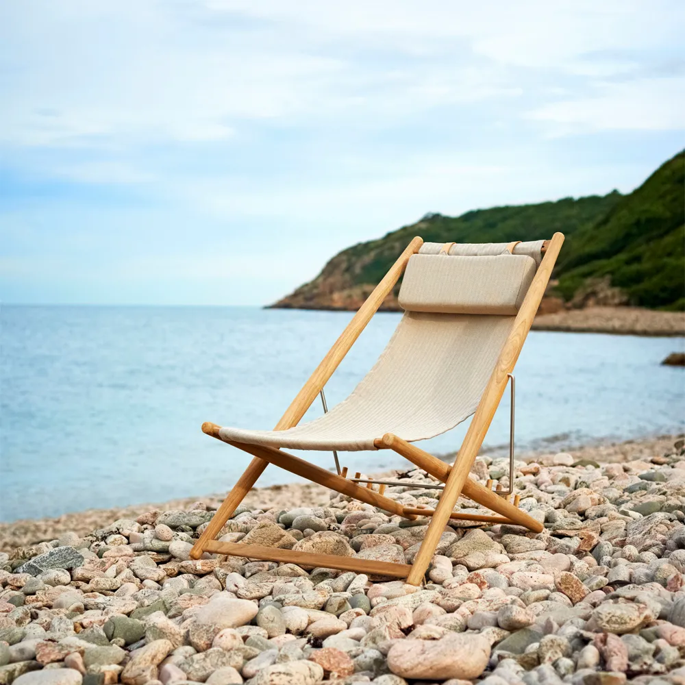 H55 lounge chair teak, Agora Nautic white Skargaarden
