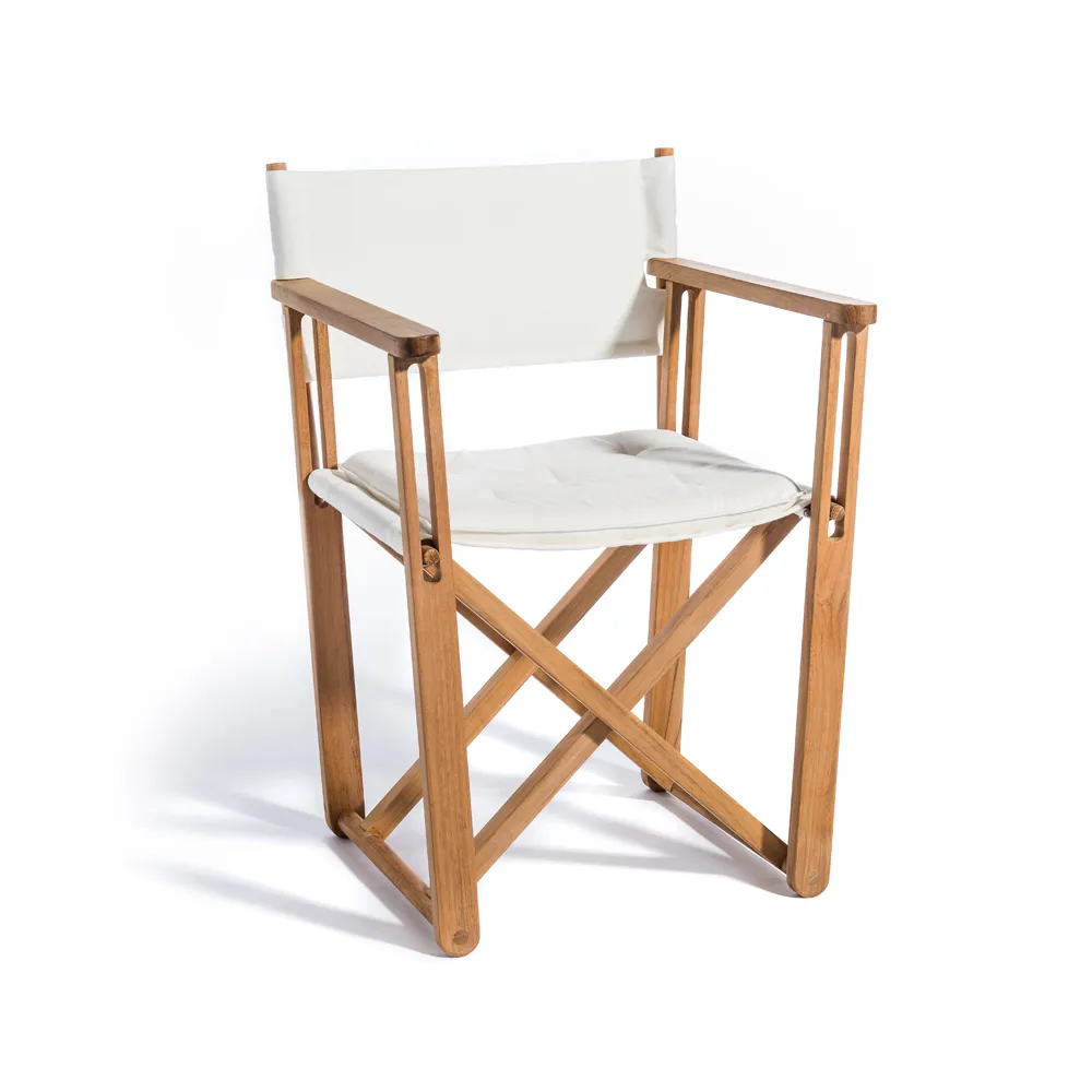 Kryss Dining armchair, Agora Nautic white, teak Skargaarden