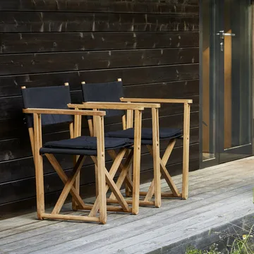 Kryss Dining armchair - Slate dark grey, teak - Skargaarden
