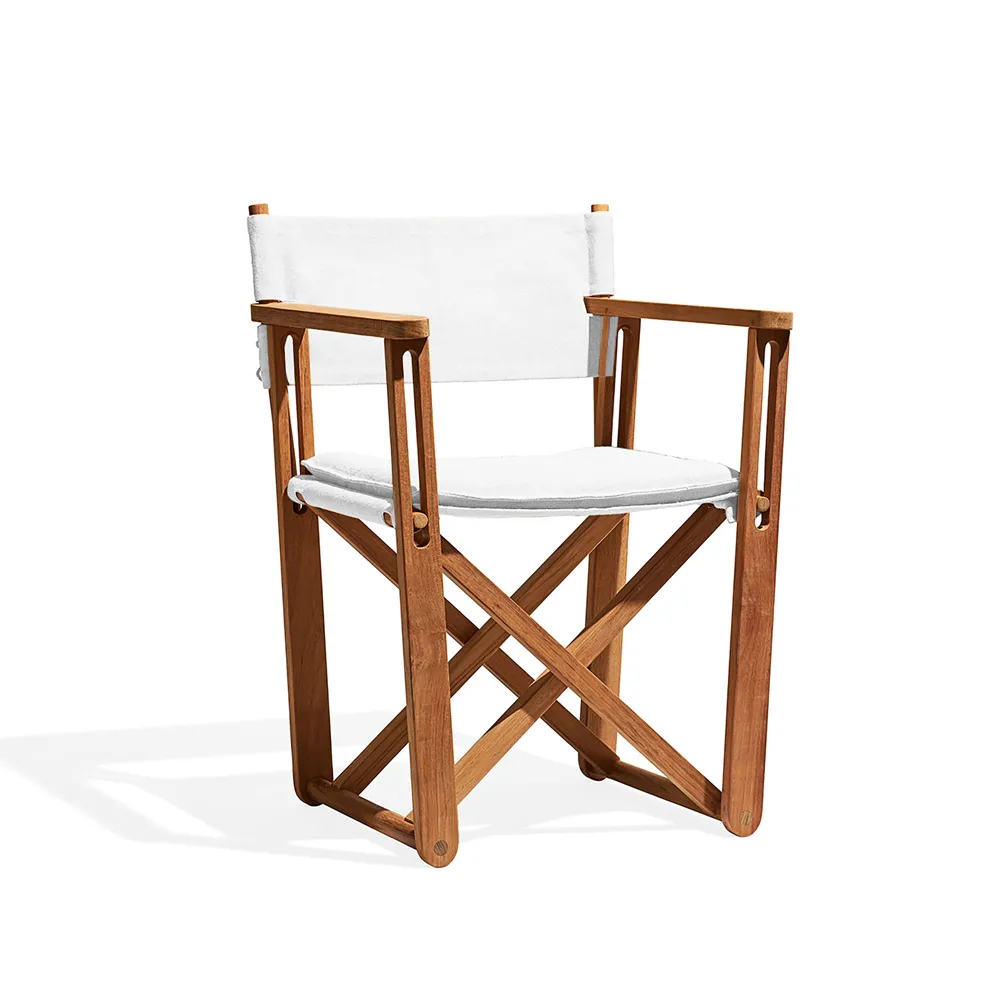 Kryss Lounge armchair, Agora Nautic white, teak Skargaarden