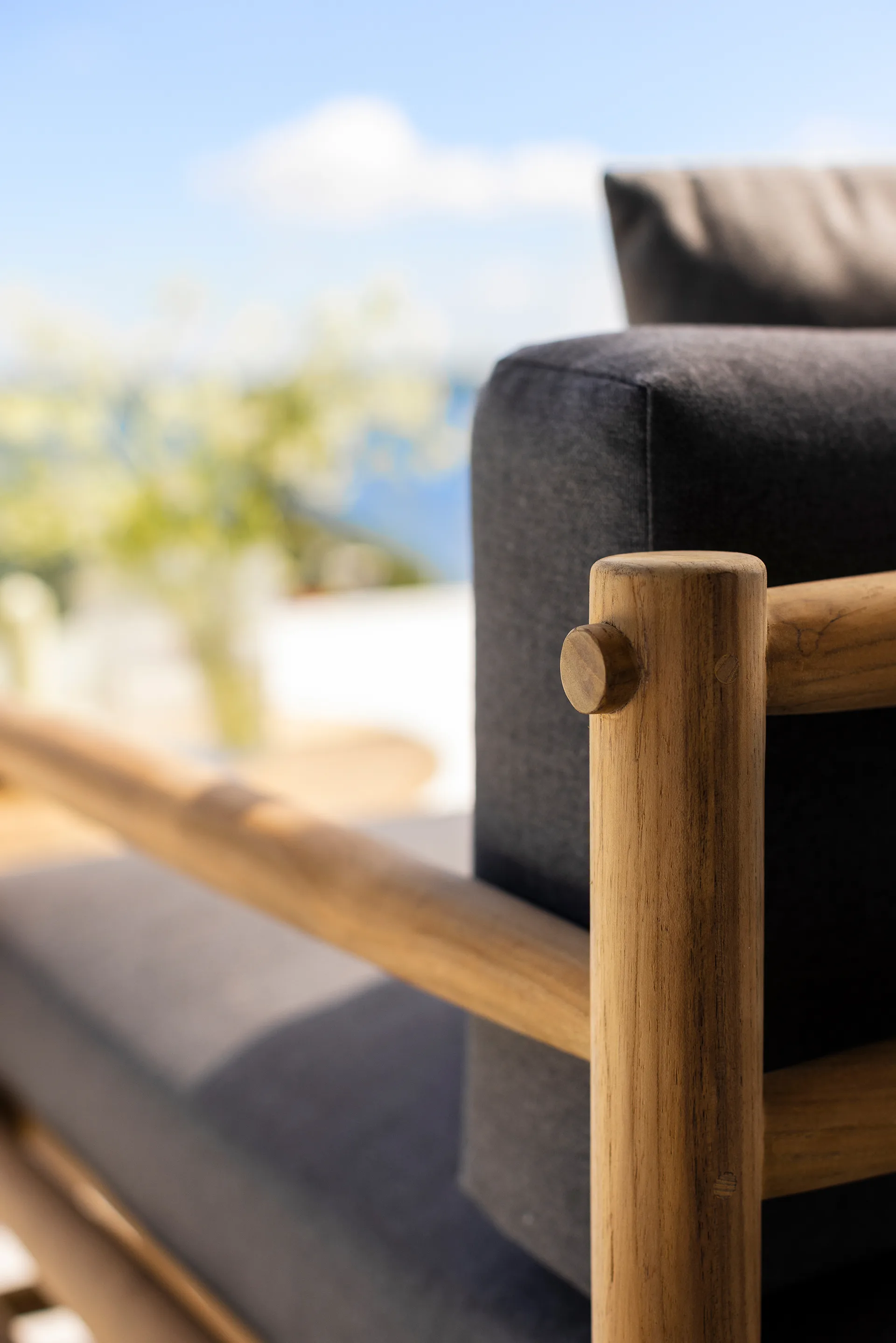 Saltholm lounge armchair teak-grey brown cushion,  Skargaarden