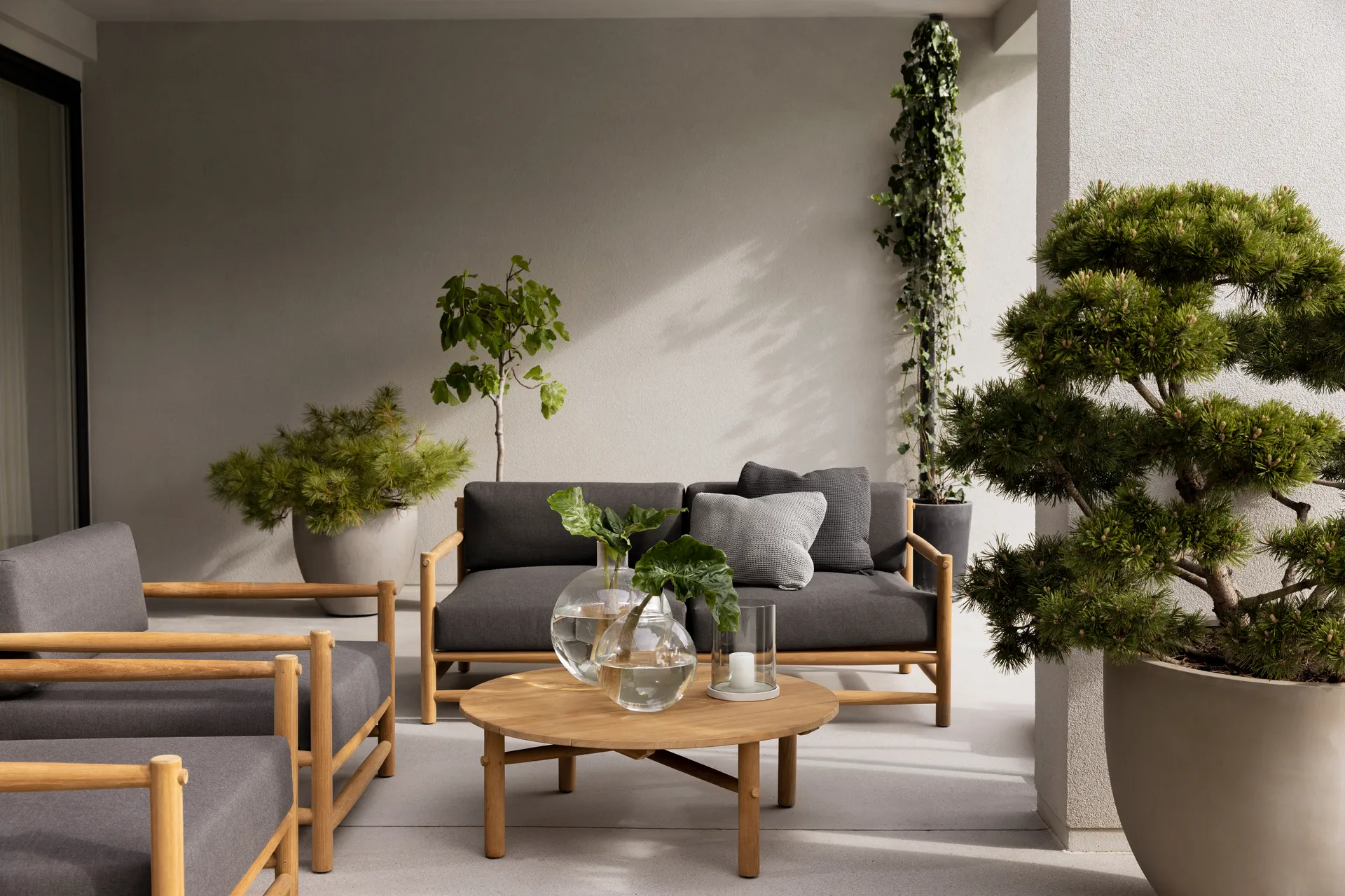 Saltholm lounge armchair teak-grey brown cushion,  Skargaarden