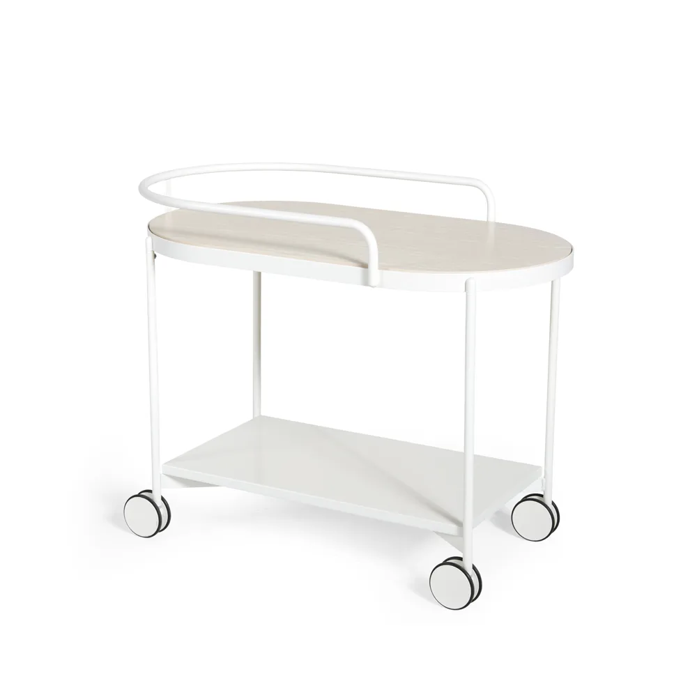 Lene serving trolley, White, white pigmented ash veneer SMD Design