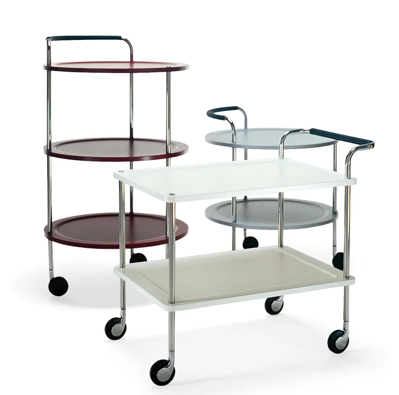 Trolley Round basic serving trolley, White, chrome frame SMD Design