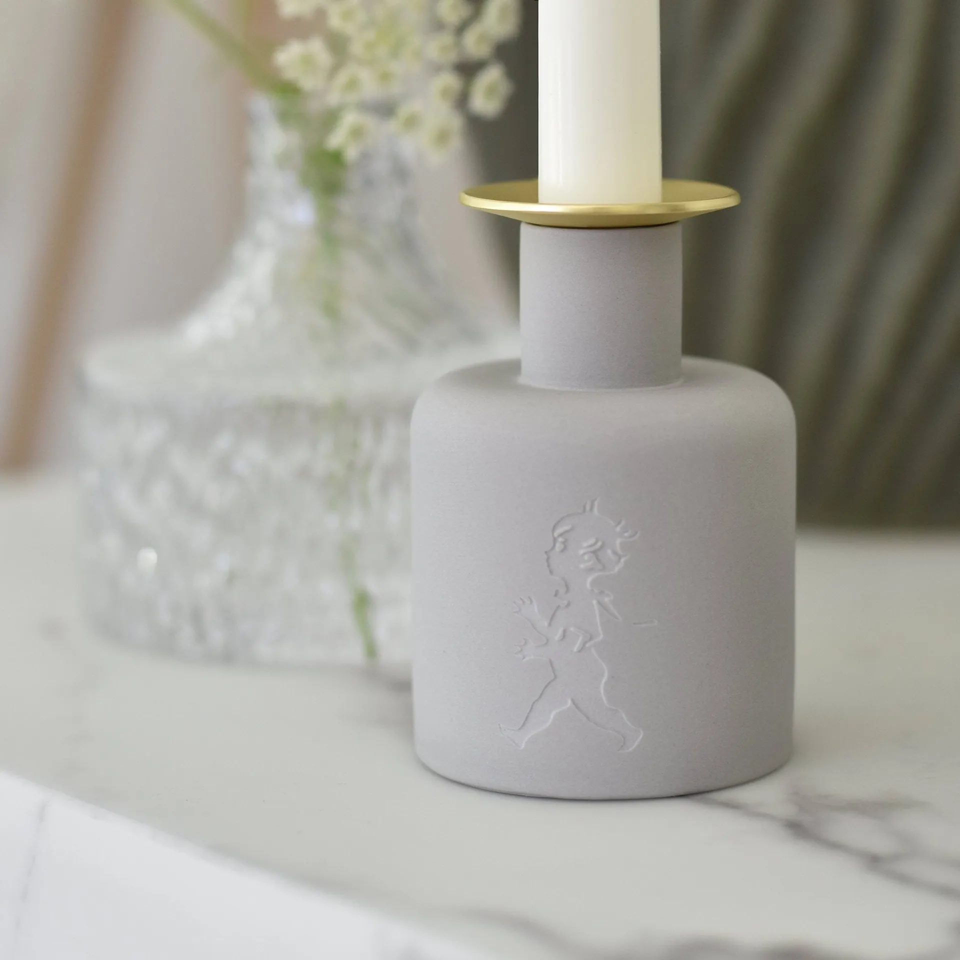 Solstickan ceramic candle holder, Light grey Solstickan Design