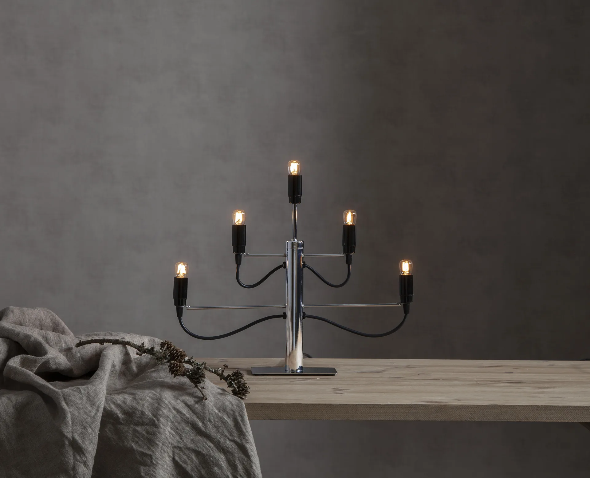 Milano 5 candlestick 46cm, Chrome Star Trading