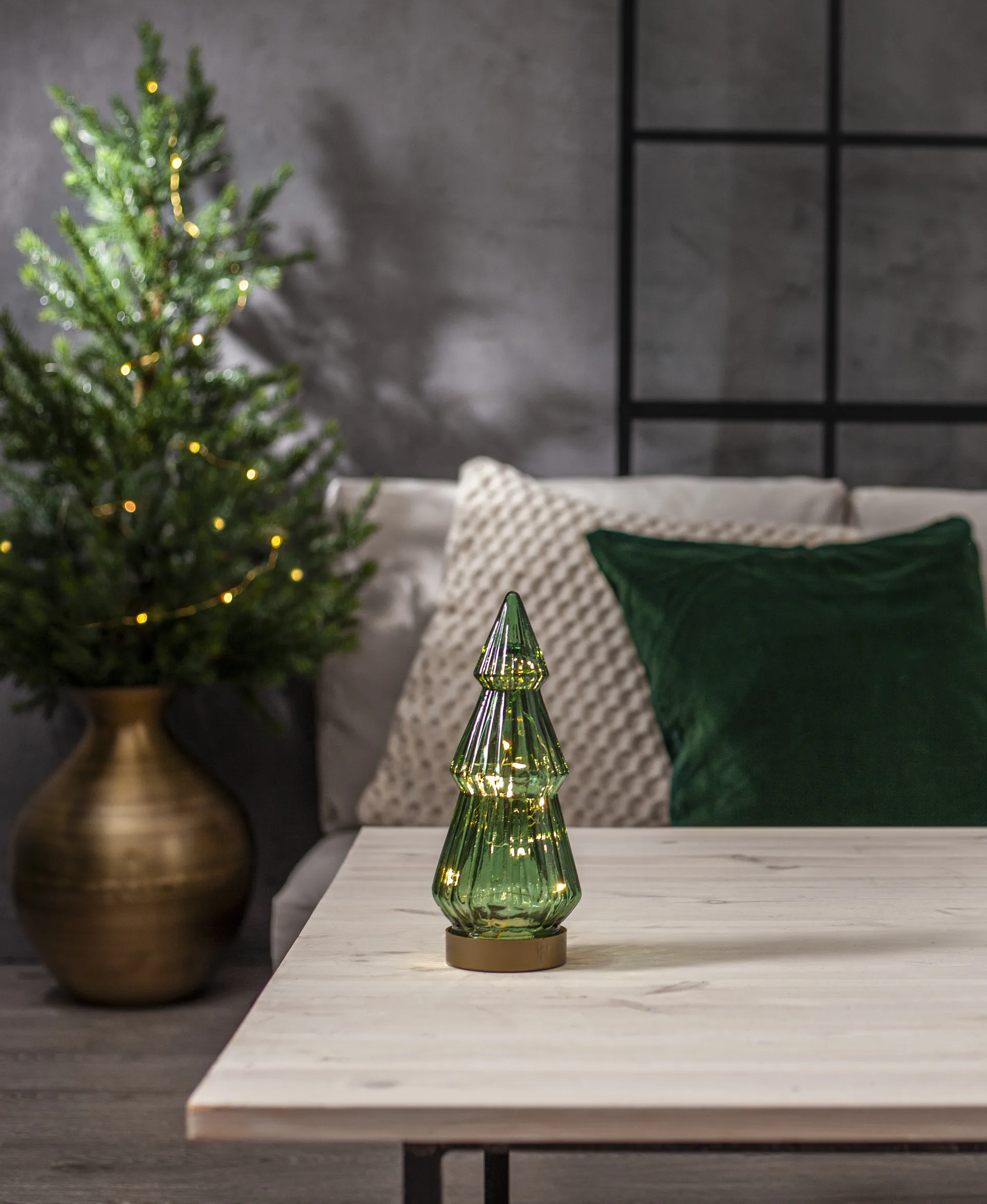 Verde glass decoration LED 24 cm, Green Star Trading